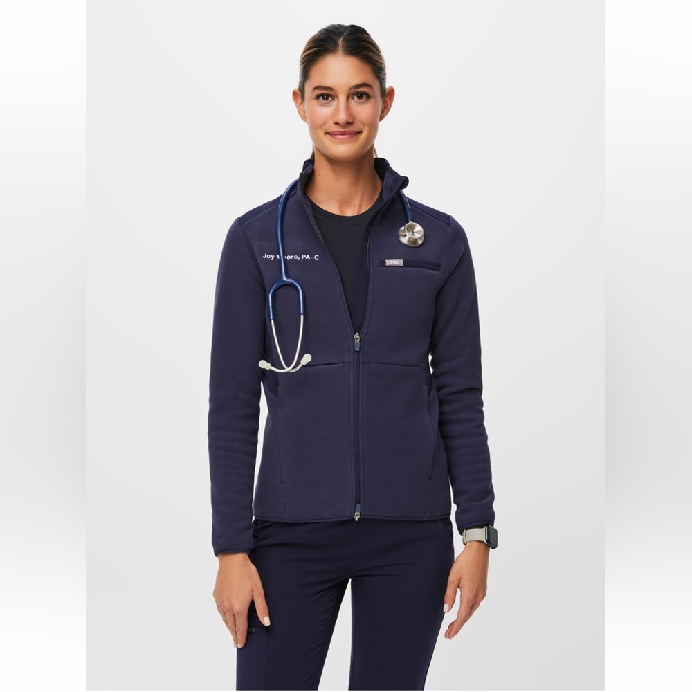 Figs On-Shift Women’s Navy Full-Zip Fleece Jacket